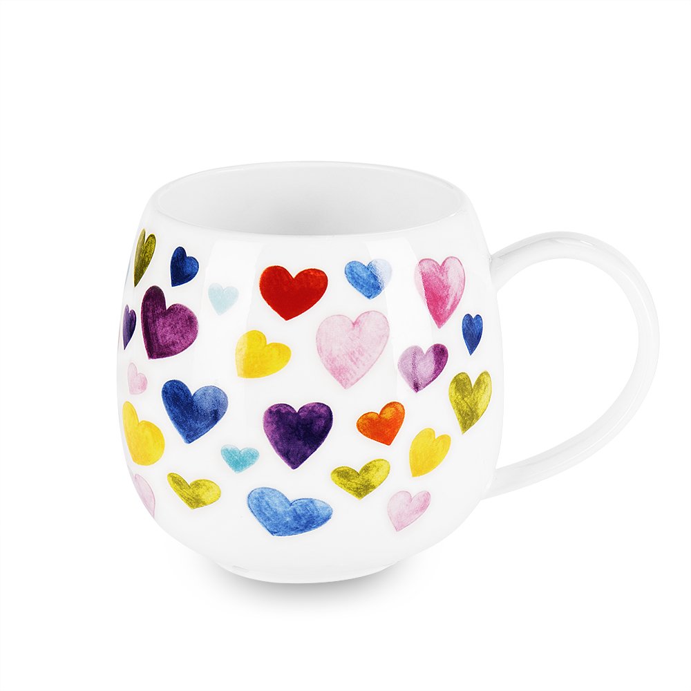 Stonelainy Heart Shaped Mugs for Coffee Cute Coffee Mug Heart Shaped Mug Colorful Bone China Coffee Cup Heart Gift for Mother's Day Women Mom Friends