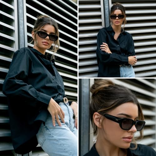 WearMe Pro - Women's Chunky Narrow Rectangular Sunglasses - Polarized, Lightweight Acetate, 100% UV Protection3