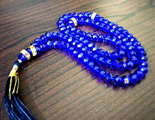 Image of Diamond Cut Crystal Tasbeeh of 101 Beads Tasbih Misbah Musabah for Salaat Prayer Crystal 100 Beads Tasbeeh /Tasbih Dimond Cut [Import Quality],Blue