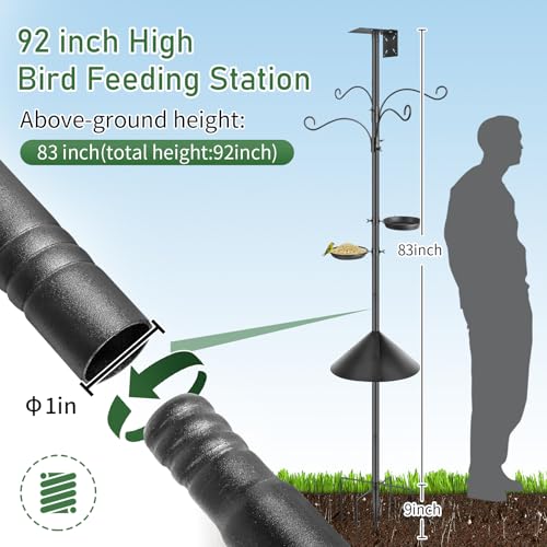 Station d'alimentation robuste de 233 cm pour oiseaux de jardin