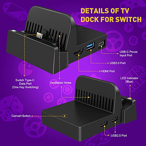 Wegwang WG065C-2000175 Tv Docking Station For Nintendo Switch, Switch Oled, Portable Tv Switch Dock Station Replacement thumb #1