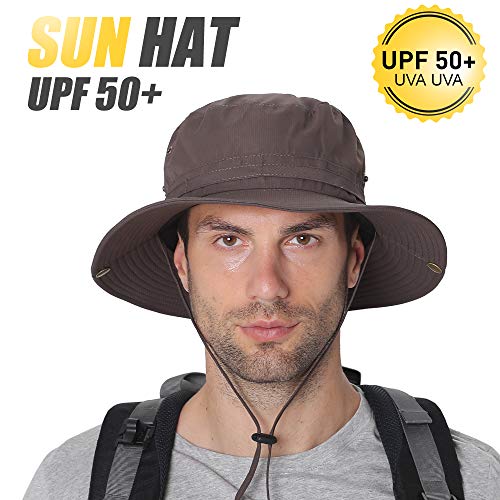 Andoer Chapéu de sol Proteção UV Gorro de verão de aba larga para camping, pesca, caminhadas, montan