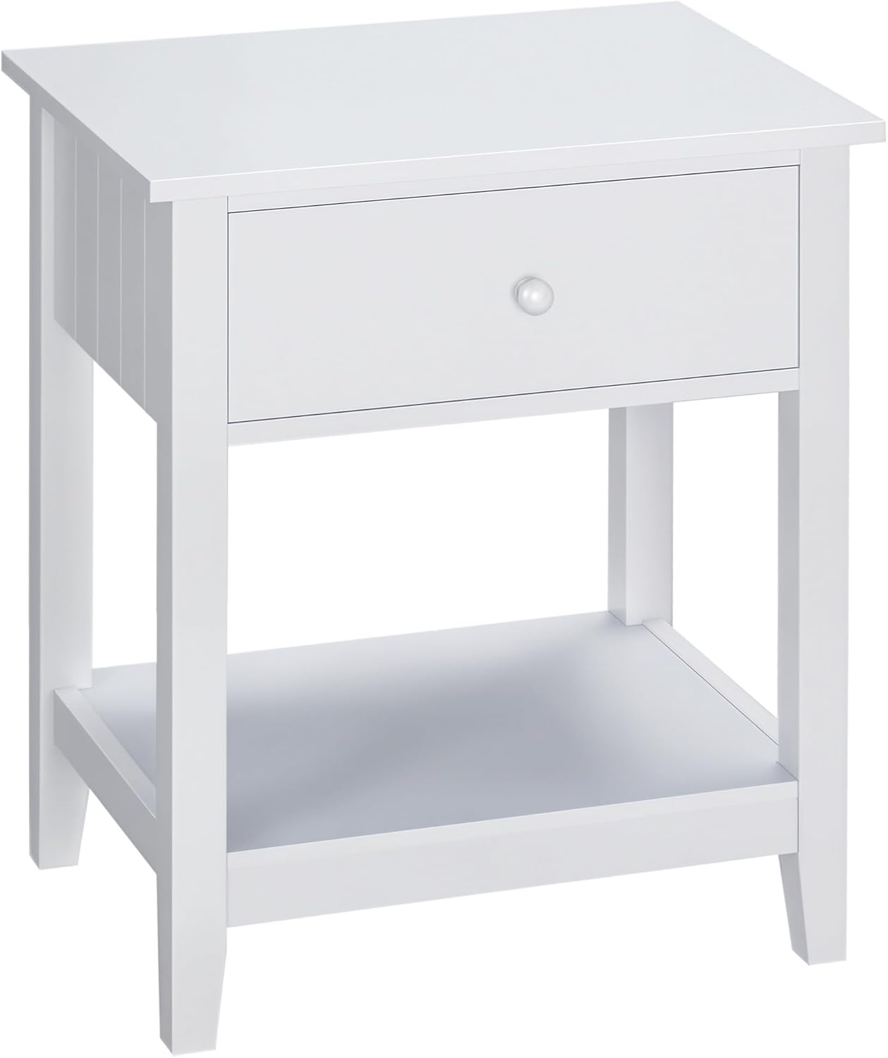 HOMCOM End Table, 2-Tier Side Table with Drawer and Storage Shelf, Modern Side Table for Living Room, White