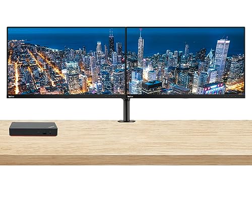 Image of Lenovo ThinkVision T27i 27-inch 1920 x 1080 LED FHD Widescreen LCD Monitor, 2-Pack Bundle with HDMI, VGA, DisplayPort, Desk Mount Dual Monitor Stand, and USB-C Multiport Dock