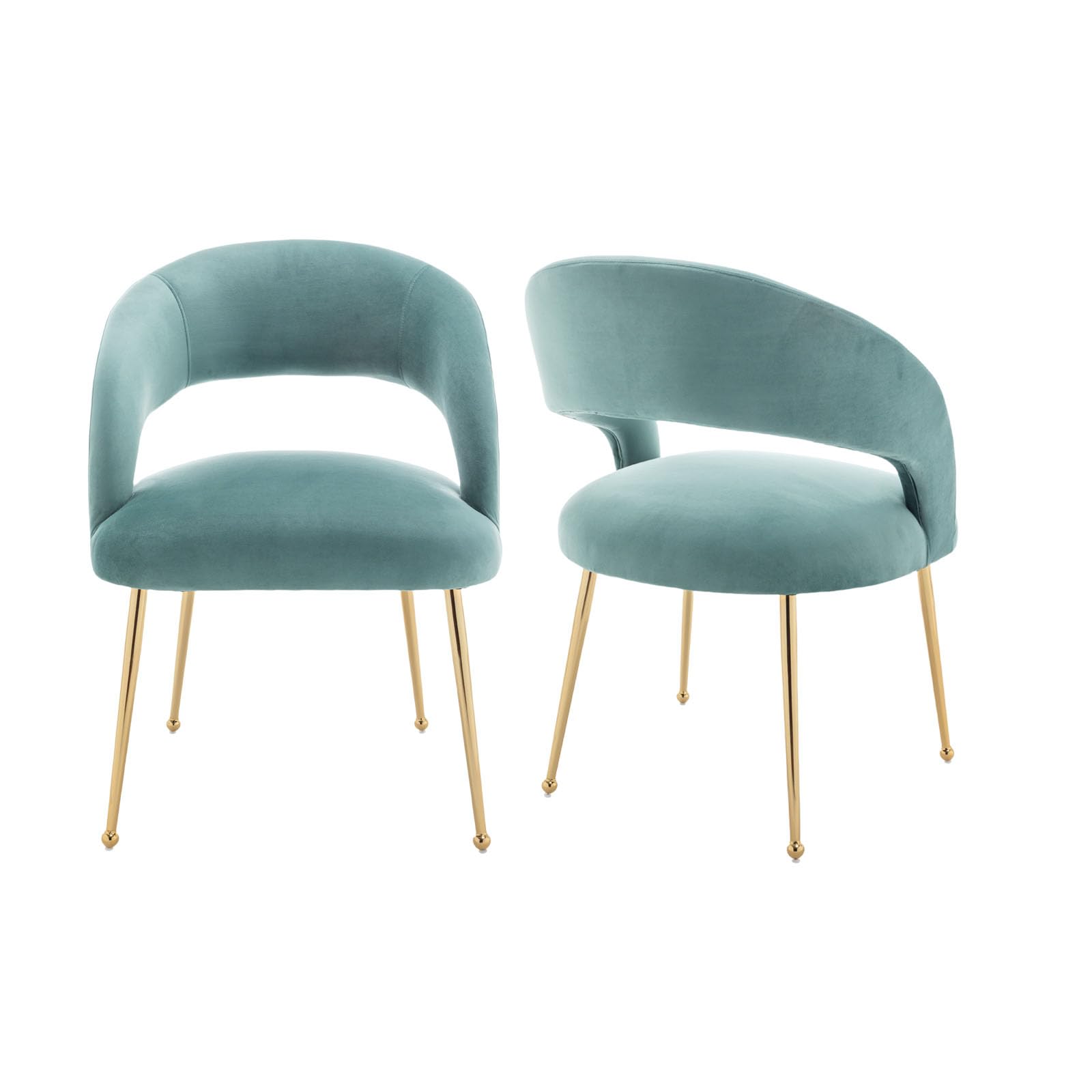 SEYNAR Dining Chairs Set of 2, Velvet Tufted Accent Upholstered Chairs with Gold Legs, Modern Design for Living Room Reception Room Bedroom Study Room(Green)