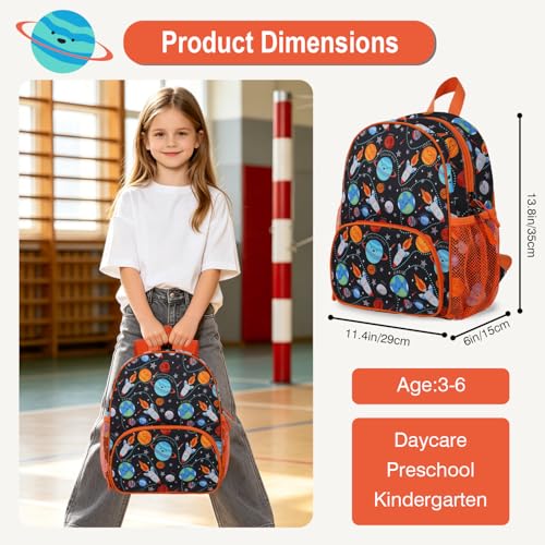 Image of Boys Girls Kids Backpack 3-6: Travel Bag for Preschool Kindergarten, Cute Planet Bookbag for Toddler