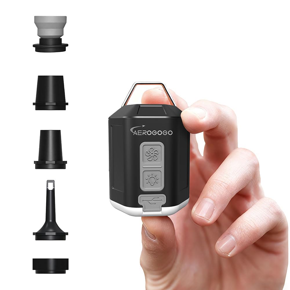 Aerogogo GIGA Pump 4 Mini Luftpumpe 4.2kPa mit Camping Laterne Tragbare Luftpumpe, Wiederaufladbare Luftpumpe Kann Deflation, Reise Inflator für Luftbett Matratze, Schwimmringe, Vakuumbeutel