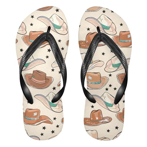 Burbuja Cowboy Hats Flip Flops for Women Men, Soft Thong Sandals Rubber Slippers for Pool Beach Essentials