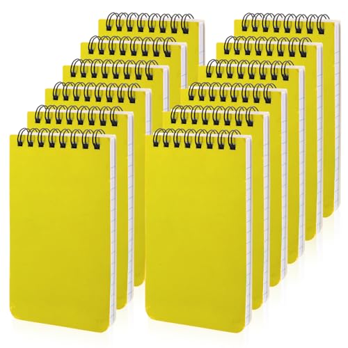 Image of 12 Pack mini Spiral Steno Pads,3x5 Inch Small Pocket Notebooks,75 Sheets /150 Pages College Ruled Lined Note Pads For Kids Adults Outdoor,Home,School,Office (Yellow)