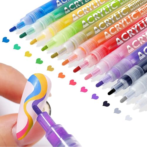 IONSGAKO 12 Colors Nail Art Pens Set Nail Polish Pens Nail Art Drawing Pen Quick Dry Waterproof Nail...