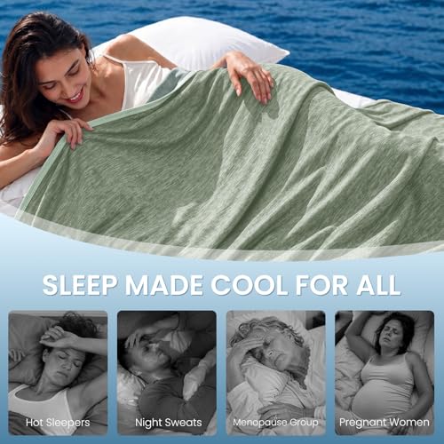 Image of Topcee Cooling Blanket(90 inchx108 inchKing Size) for Night Sweats Absorbs Heat to Keep Adults Cool on Warm Nights, Q-Max 0.5 Cooling Blankets for Hot Sleepers, Ultra-Cool Lightweight Blanket for Bed