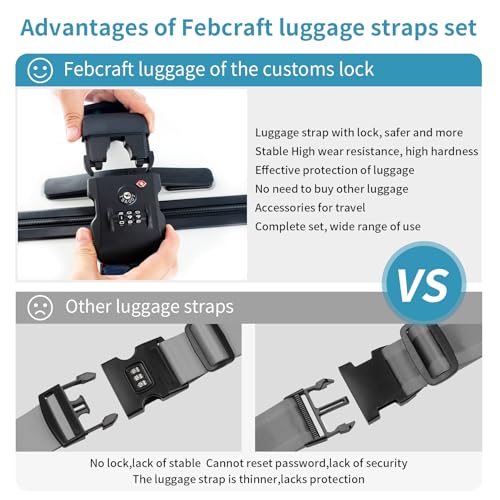 Image of Luggage Straps Set TSA Approved,Adjustable Bag Strap with Hook,Luggage Card,Luggage Strap TSA Locks for Travel Luggage Accessories(Blue&Red&White)