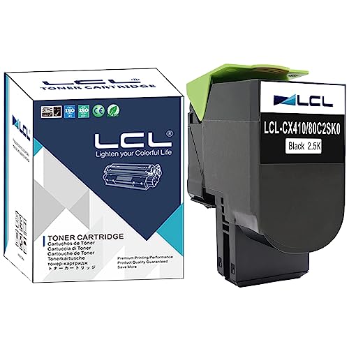 Price comparison product image LCL Compatible Toner Cartridge 2500Pages 80C0S10 800S1 80C2SK0 80C20K0 80C2SKE 80C20KE 802K 802SK 802KE 802SKE CX310 CX410 CX510 (1 Black) Replacement for LEXMARK