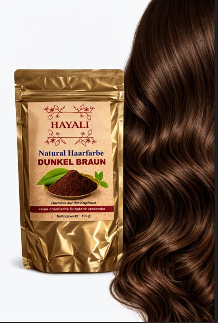 HAYALI Natural Henna Hair Color Powder, Gold, Vegan, Chemical-Free, 100g, 12 Pack (Dark Brown) image 5