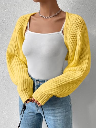 Image of GORGLITTER Women's Open Front Cardigan Sweater Trendy Dressy Cute Long Sleeve Bolero Shrug Fall Knit Short Cardigan