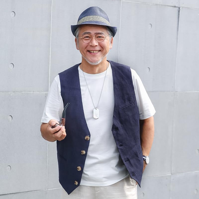 Men's Casual Linen Vest Vintage V-Neck Vest Dress Summer Beach Wedding Linen Waistcoat2