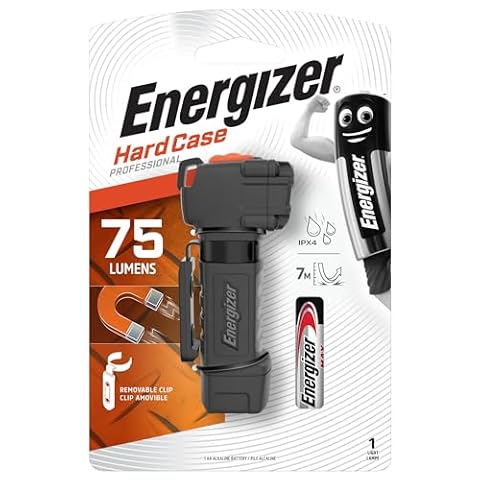 Energizer Latarka LED, twarda obudowa, do wielokrotnego użytku, bardzo jasna do użytku domowego, na zewnątrz i w sytuacjach awaryjnych, w zestawie bateria