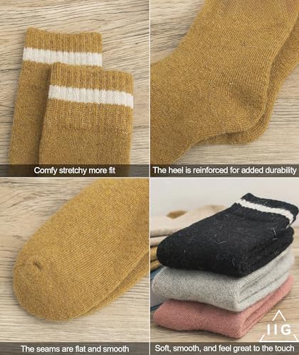 Image of IIG 5 Pairs Women's Vintage Style Thick Wool Warm Winter Crew Socks
