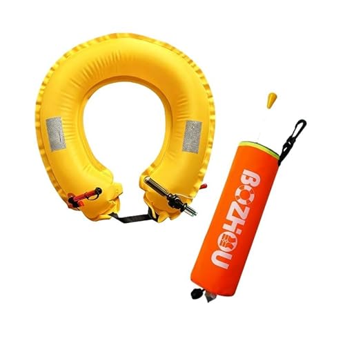 Car Emergency Tool with Auto-Inflating Life Ring Buoy and Tungsten Steel Glass Breaker, 600D Oxford Fabric, for Vehicle Rescue and Water Safety (Orange)