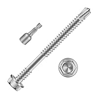 Vista 19 de Tornillos autoperforantes con cabeza hexagonal de 1/2 pulgada, tornillos de chapa autoperforantes, acero inoxidable 410, 100
