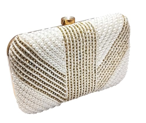 Image of Women & Girls Embroidered Gold Clutch Purse for Party Wedding