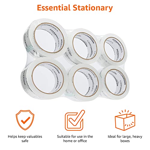 Amazon Basics Packing Tape, Designed For Moving, Storage And Packing, Shipping And Mailing, 1.88-Inch Wide X 54.6 Yards, Crystal Clear, 6-Pack #TOP2
