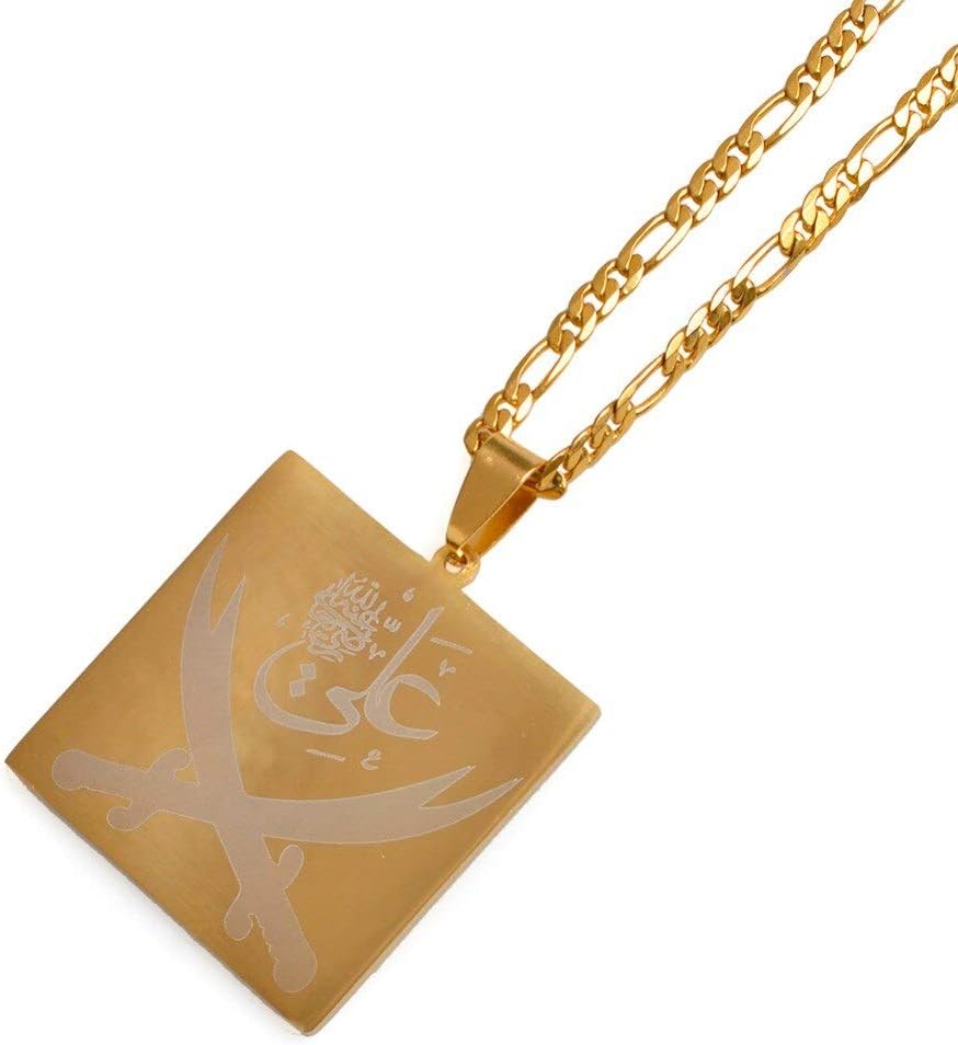 Imam Ali Sword Pendant Necklace For Women/men Muslim Islam Allah Jewelry Gold Color Arab Knife Wholesale 45cm By 3mm Chain
