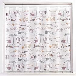 Dalina Textil -Cortina de Cocina Translúcido Estampado, Visillo Transparente para Cocina, Comedor, Marco de Puerta 1 Pieza Tejido Gasa Fina 140X140CM