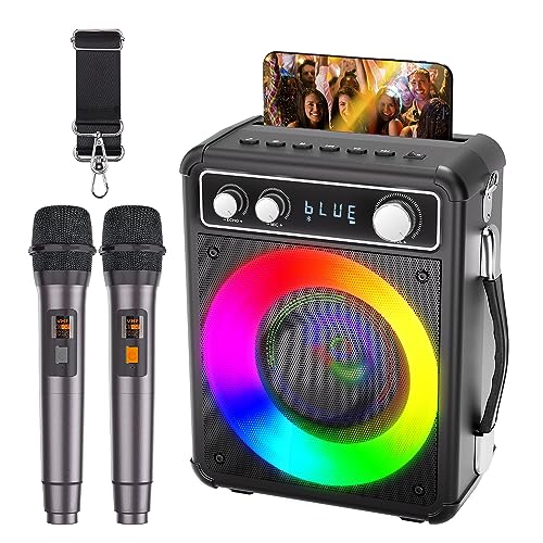 Tragbare Bluetooth Karaoke Maschine Mit 2 Mikrofonen – Bis 512GB Erweiterbar, 6W Sound, Perfekt Für Homepartys & Kinder