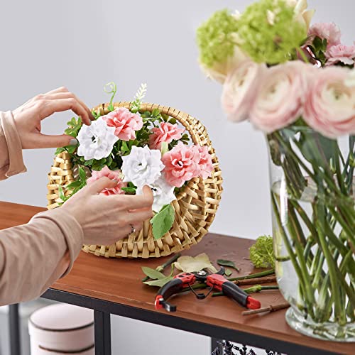 Image of Taiyin 2 Pack Rattan Flower Girl Basket Half Moon Straw Wicker Basket with Handle 6.7 inch x 6.5 inch x 4.3 inch Ideal for Wedding Flower Girl, Picnic, Garden Storage and Home Decor (Nature)