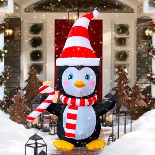 SEASONBLOW 4 Ft LED Light Up Inflatable Christmas Penguin with Sc...