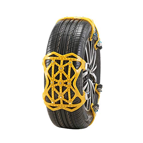 6PCS Cadena de Nieve Para Neumáticos de 165-265mm, Cadena de Nieve de Antideslizante del Vehículo SUV Coche Universal Profesional, Aumente el Agarre para Camino de Nieve, Hielo, Barro, Arena(Amarillo) Cover
