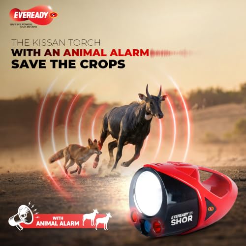 Image of EVEREADY Shor DL190, Commander Torch, 5W Front Light & 3W Sidelight, Rechargeable, USB Type-C Fast Charging, Light Strobe, 100 dBA Animal Alarm, Powered by Li-ion Battery