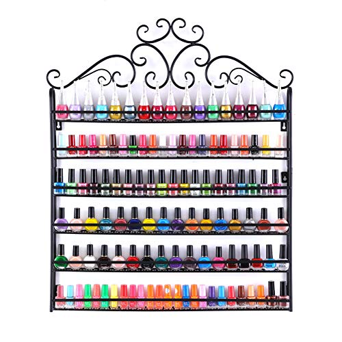 Dazone Diy Mounted 6 Shelf Nail Polish Wall Rack Organizer Holds 120 Bottles Nail Polish Or Essential Oils Black #TOP4