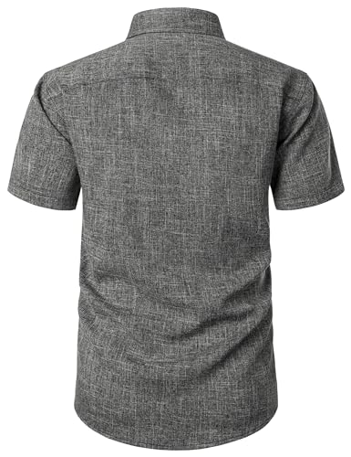 Mens Wrinkle Free Short Sleeve Button Down Shirts Texture Linen Shirts Casual Vacation Beach Summer Tops3