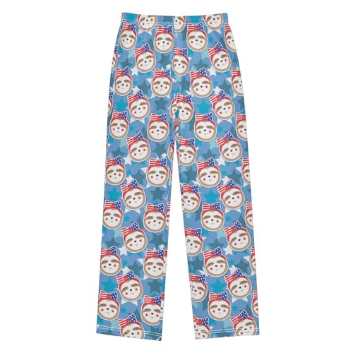 ZZXXB American Sloth Star Boys Long Pants Soft Trousers Elastic Waist Kids Lounge Bottoms with Pockets S-XL
