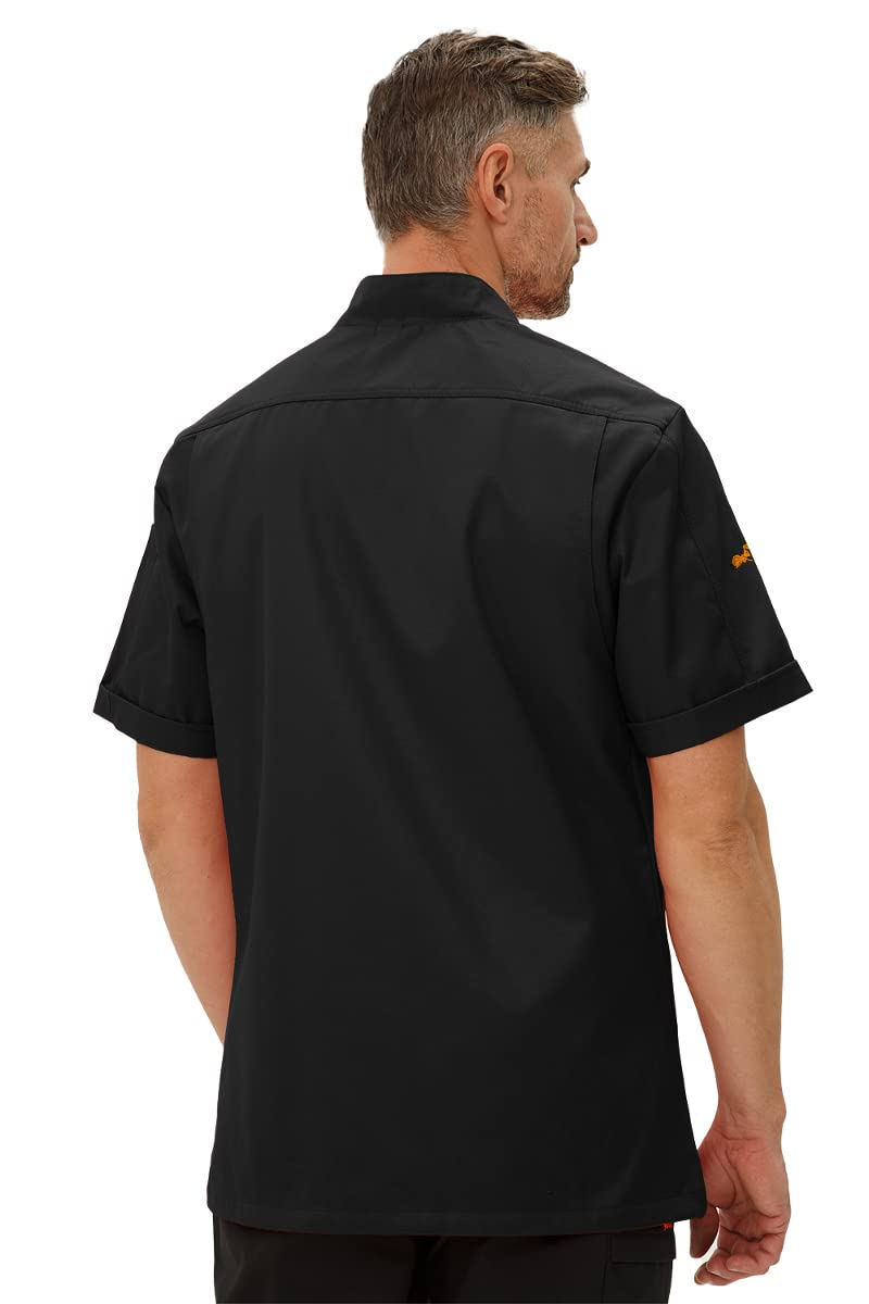 strongAnt Chaqueta de Chef de Manga Corta para Hombre, con Botones de Bola, Uniforme de Chef Ajustado, Chaqueta de Panadero