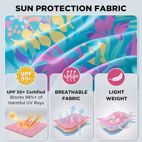 Image of Toddler Girls Swimsuit Rash Guard Sets 2-Piece Bathing Suits UPF 50+ Summer Kids Swimwear 2-7T