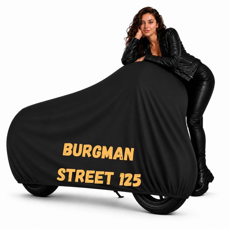 Image of Puroma Waterproof Bike Cover Compatible with Burgman | All Weather Protection from Rain, Dust, & Scratches with Mirror Pockets & Buckle Belt, Black
