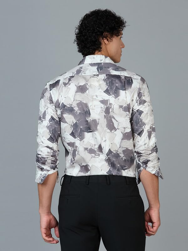 Image of Men's Printed Regular Fit Full Sleeves Cotton Formal Shirt
