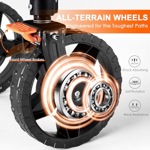 Wagon Cart Heavy Duty Foldable, Collapsible Folding Wagon with Compact Folding Design, Utility Grocery Wagon with Side Pocket and Brakes for Shopping, Sports, Camping and Garden - Image 6