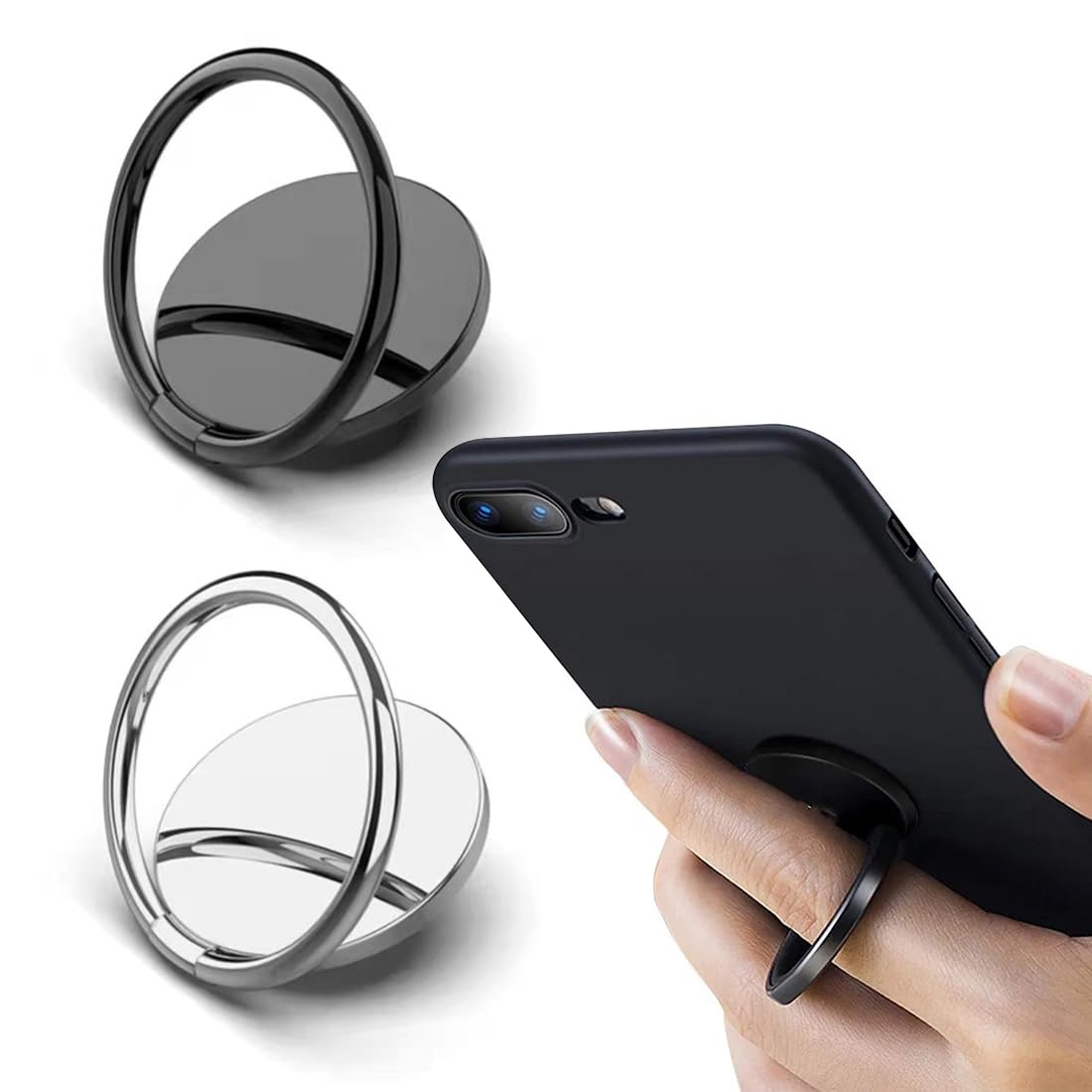 2 Pezzi Anello Supporto Telefono, Supporto Telefono Cellulari Rotazione 360° Gradi, per Tutti i Smartphone