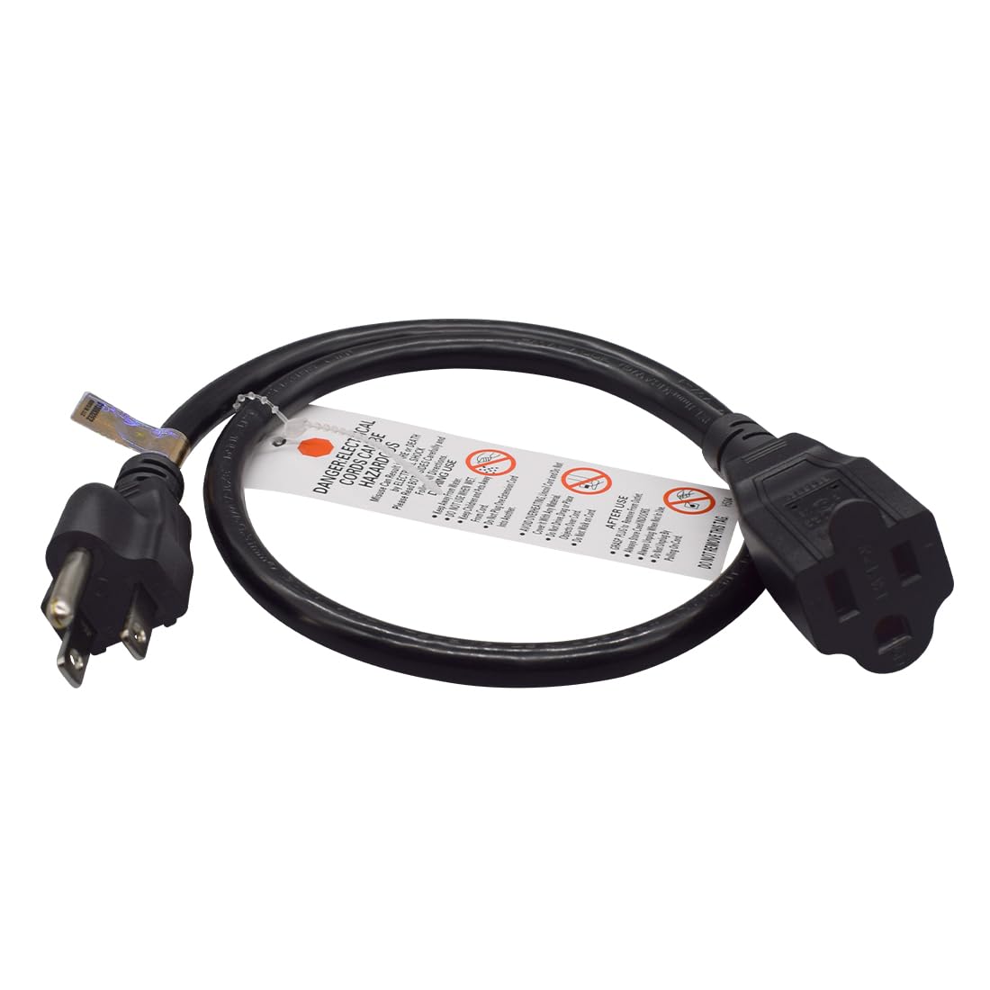 Toptekits Heavy-Duty Power Extension Cord,NEMA 5-15P to NEMA 5-15R Power Extension Cable, String Light Extension Cord(16AWG, 2ft/0.6m)