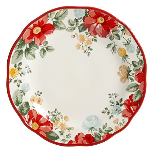 12-Piece Dinnerware Set，Vintage Floral (Color : Red)