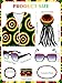 BOARDFEB 6 Pcs Jamaican Costume Accessories Set, Rasta Hat with Black Dreadlock Wig Jamaican Vests Sunglasses Necklace Bracelet for Halloween Cosplay