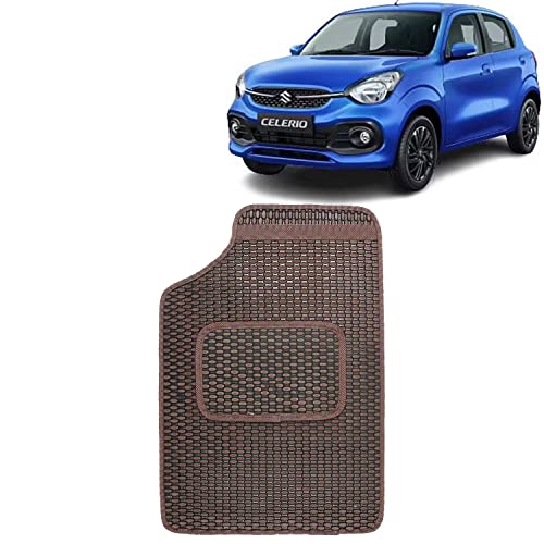 Image of Kingsway Dotted Design Car Floor Foot Mats Universal Fit for Maruti Suzuki Celerio, Model Year : 2021 Onwards, Water and Dustproof, Color Brown, Set of 5 Pieces