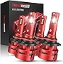 Torchbeam T2 9005/HB3 9006/HB4 LED Bulb Combo, 60W 16000 Lumens 6500K Super Bright Replacement Bulbs Kit, 400% Brightness, Canbus Ready, Plug and Play with Fan, Pack of 4