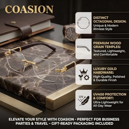 Image of COASION Fashion Rimless Frameless Sunglasses for Women Men Y2k Retro Sun Glasses Square Tinted Glasses