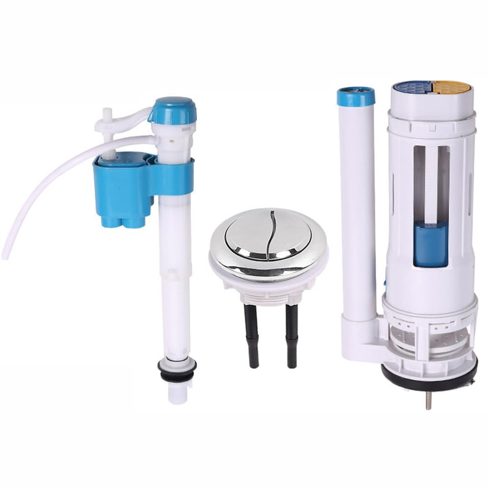 SEIWEI Kit de repuesto para sistema de descarga de inodoro, piezas de descarga de cisterna de inodoro, válvula de descarga doble con botón pulsador, fácil instalación, 260 mm + 58 mm