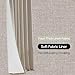 Oatmeal Linen Pleated Blackout Curtains 96 Inch Long 2 Panel Set with Hooks for Track System, Farmhouse Style 8FT Black Out Curtain Drapes for Bedroom Living Room